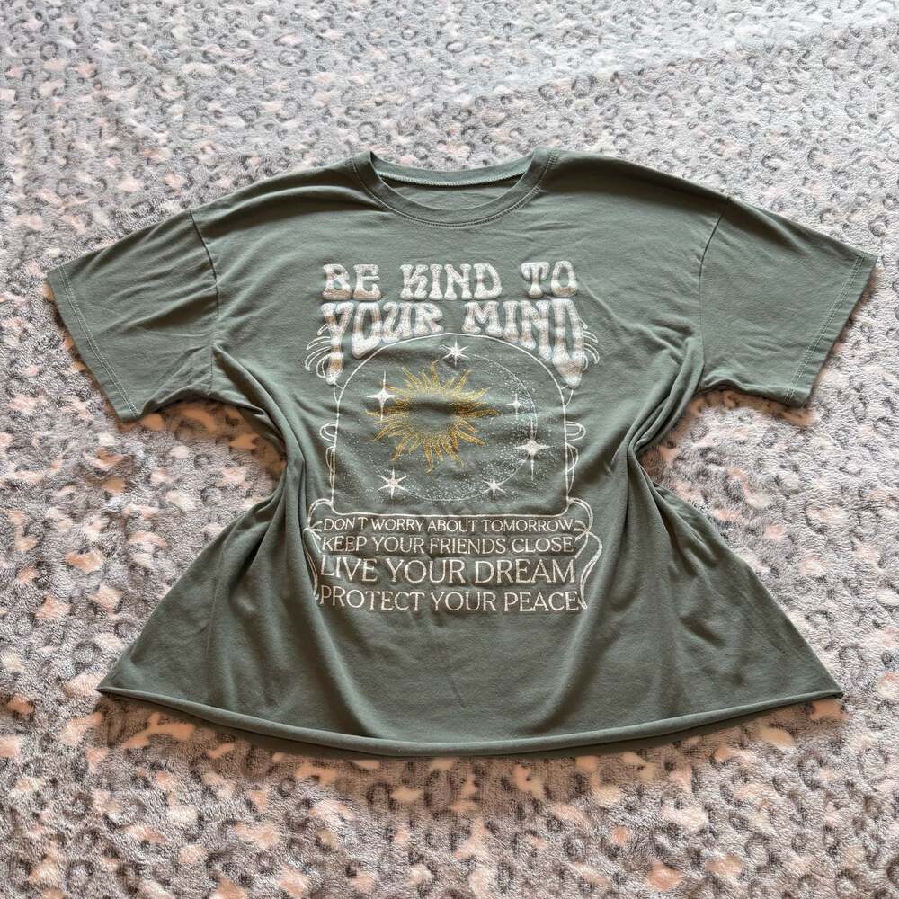 Awake Be Kind To Your Mind Graphic Tee XL Green